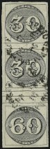 Sale Number 957, Lot Number 17, 1843, 30r/30r/60r Black, Se-Tenant Strip of Three (1d)