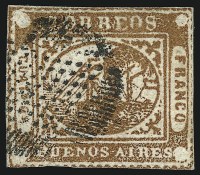 Sale Number 957, Lot Number 57, 1858, 4p (" Cuato Ps" ) Chestnut Brown, Error of Color (4 unlisted variety)
