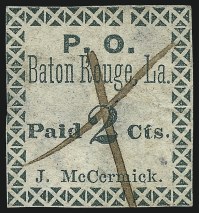 Sale Number 1035, Lot Number 13, Baton Rouge La., 2c Green, “McCcrmick” Error (11X1a)
