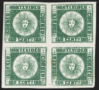 Sale Number 1236, Lot Number 2855, URUGUAY, 1858, 180c Dark Green (5a)