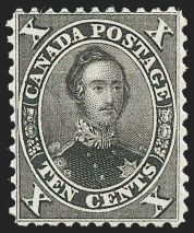Sale Number 1243, Lot Number 524, CANADA, 1859, 10c Black Brown (16; SG 33)