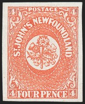 Sale Number 1243, Lot Number 682, NEWFOUNDLAND, 1857, 4p Scarlet Vermilion (4; SG 4)