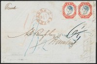 Sale Number 1286, Lot Number 243, Used in Straits Settlements--Penang, 1854, 4a Red & Blue, 4th Printing, Head Die III, Frame Die II (6F; SG 23)