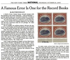 Inverted Jenny plate block news