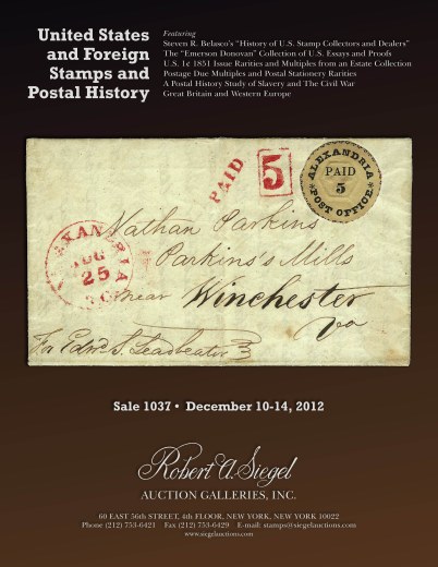 Catalog Cover Sale no. 1037 — Siegel Auction Galleries
