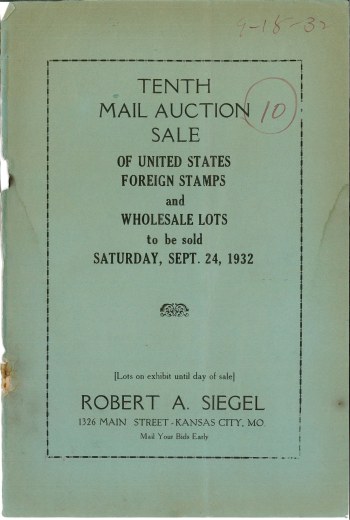 Catalog Cover Sale no. 10 — Siegel Auction Galleries