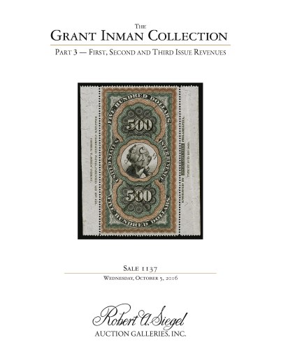 Catalog Cover Sale no. 1137 — Siegel Auction Galleries