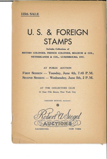 Catalog Cover Sale no. 115 — Siegel Auction Galleries