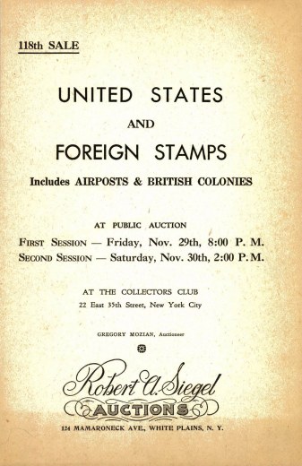 Catalog Cover Sale no. 118 — Siegel Auction Galleries