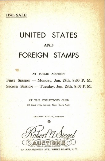 Catalog Cover Sale no. 119 — Siegel Auction Galleries