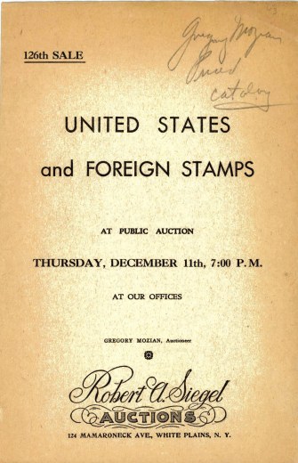 Catalog Cover Sale no. 126 — Siegel Auction Galleries