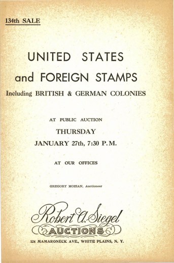 Catalog Cover Sale no. 134 — Siegel Auction Galleries