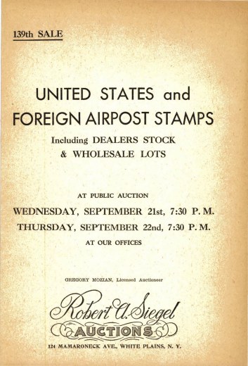 Catalog Cover Sale no. 139 — Siegel Auction Galleries