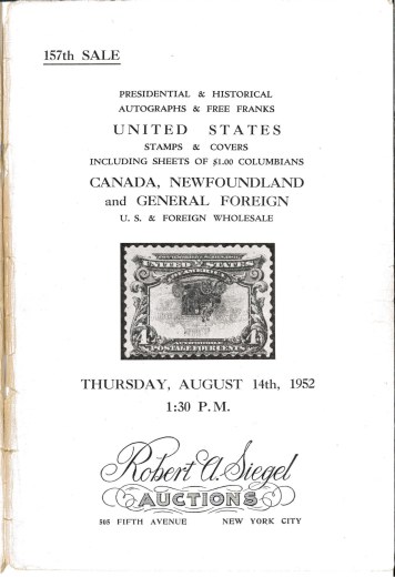 Catalog Cover Sale no. 157 — Siegel Auction Galleries
