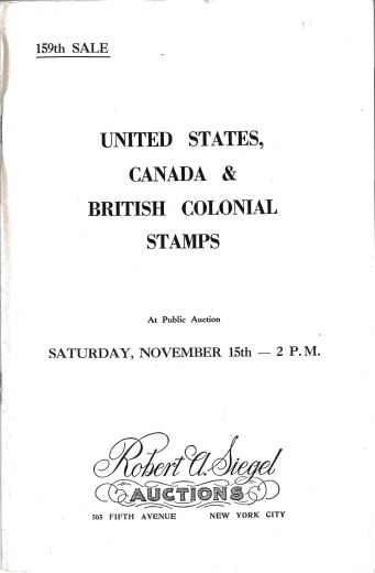 Catalog Cover Sale no. 159 — Siegel Auction Galleries
