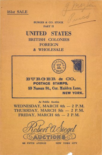 Catalog Cover Sale no. 161 — Siegel Auction Galleries