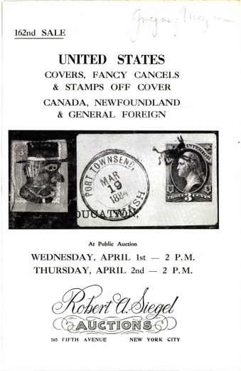 Catalog Cover Sale no. 162 — Siegel Auction Galleries