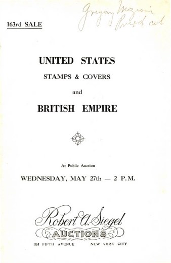 Catalog Cover Sale no. 163 — Siegel Auction Galleries