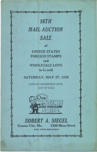 Catalog Cover Sale no. 16 — Siegel Auction Galleries