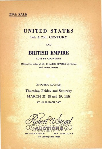 Catalog Cover Sale no. 209 — Siegel Auction Galleries