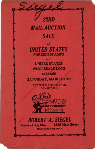 Catalog Cover Sale no. 22 — Siegel Auction Galleries