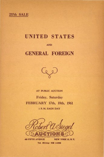 Catalog Cover Sale no. 237 — Siegel Auction Galleries