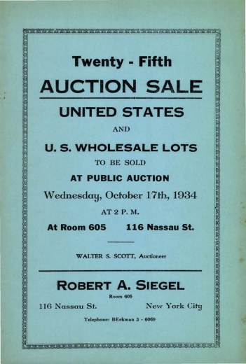 Catalog Cover Sale no. 25 — Siegel Auction Galleries