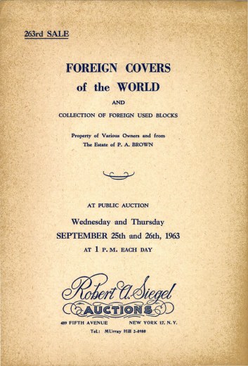 Catalog Cover Sale no. 263 — Siegel Auction Galleries