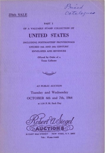 Catalog Cover Sale no. 276 — Siegel Auction Galleries