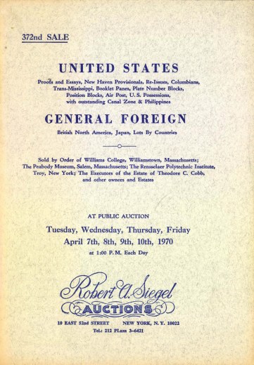 Catalog Cover Sale no. 372 — Siegel Auction Galleries