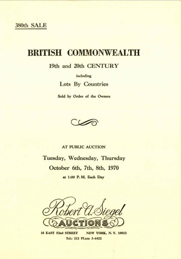 Catalog Cover Sale no. 380 — Siegel Auction Galleries