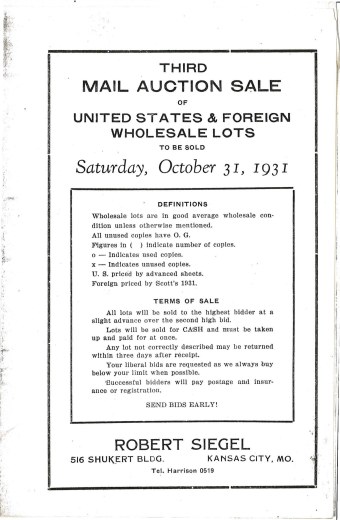 Catalog Cover Sale no. 3 — Siegel Auction Galleries