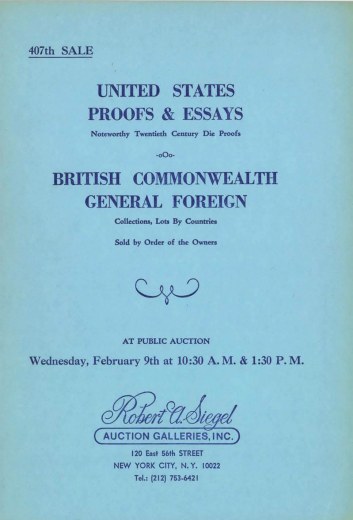 Catalog Cover Sale no. 407 — Siegel Auction Galleries