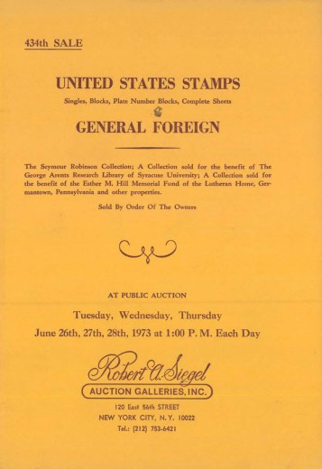 Catalog Cover Sale no. 434 — Siegel Auction Galleries