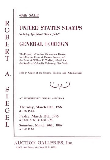 Catalog Cover Sale no. 488 — Siegel Auction Galleries