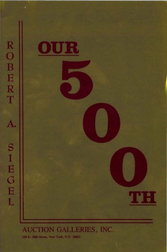 Catalog Cover Sale no. 500 — Siegel Auction Galleries