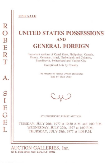 Catalog Cover Sale no. 515 — Siegel Auction Galleries