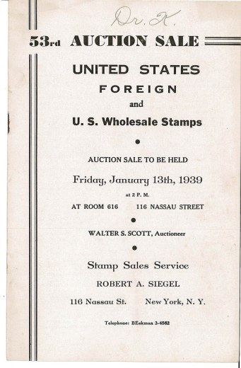 Catalog Cover Sale no. 53 — Siegel Auction Galleries