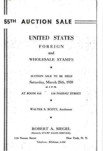 Catalog Cover Sale no. 55 — Siegel Auction Galleries