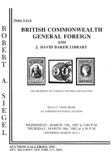 Catalog Cover Sale no. 594 — Siegel Auction Galleries