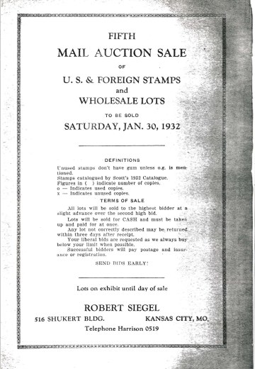 Catalog Cover Sale no. 5 — Siegel Auction Galleries