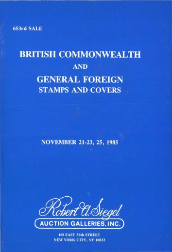 Catalog Cover Sale no. 653 — Siegel Auction Galleries