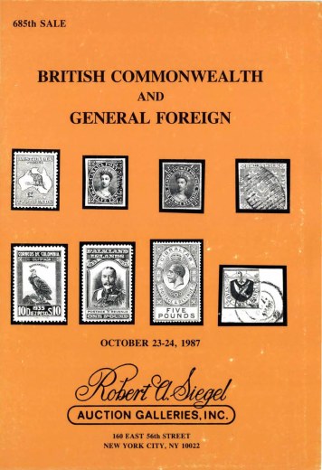 Catalog Cover Sale no. 685 — Siegel Auction Galleries