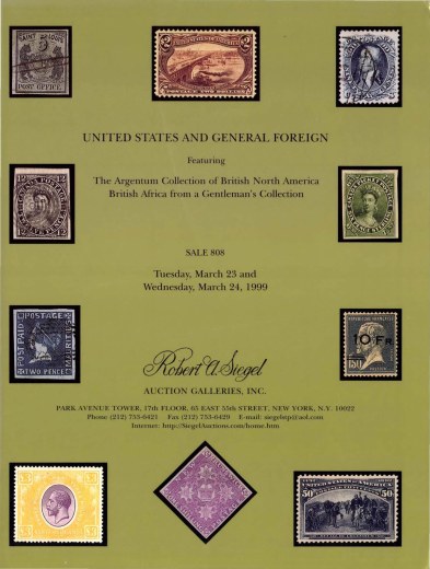 Catalog Cover Sale no. 808 — Siegel Auction Galleries